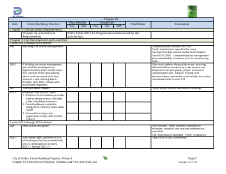 Chapter 61 Project Summary and Checklist - Addition and First Time Finish out - Green Building Program - City of Dallas, Texas, Page 2