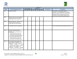 Chapter 61 Project Summary and Checklist - Addition and First Time Finish out - Green Building Program - City of Dallas, Texas, Page 5