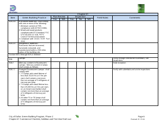 Chapter 61 Project Summary and Checklist - Addition and First Time Finish out - Green Building Program - City of Dallas, Texas, Page 6