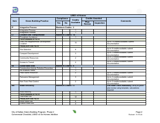 Leed V4 for Homes, Residential Project Summary and Checklist - One and Two Family - Addition - Green Building Program - City of Dallas, Texas, Page 2