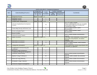 Leed V4 for Id+c: Commercial Interiors, Commercial Project Summary and Checklist - First Time Finish Outs - Green Building Program - City of Dallas, Texas, Page 2