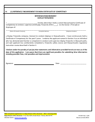 Form FP-007 Application for Fireworks Certificate of Competency - Massachusetts, Page 3