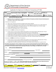 Form FP-058 Application for Explosives Certificate of Competency - Massachusetts