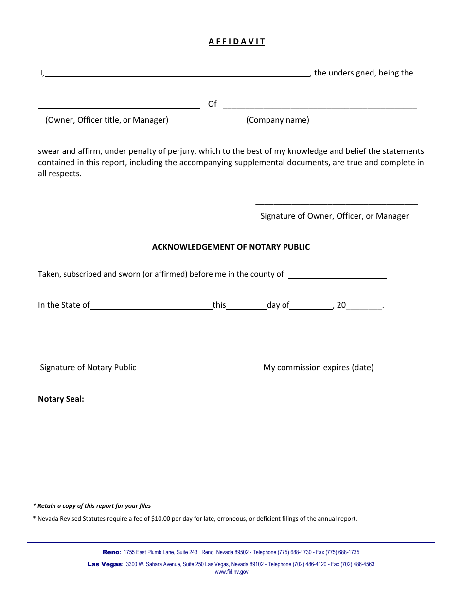 Chapter 604a Annual Report to Commissioner - Nevada, Page 4