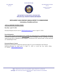 Installment Loan Company Annual Report to Commissioner - Nevada