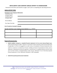 Installment Loan Company Annual Report to Commissioner - Nevada, Page 3