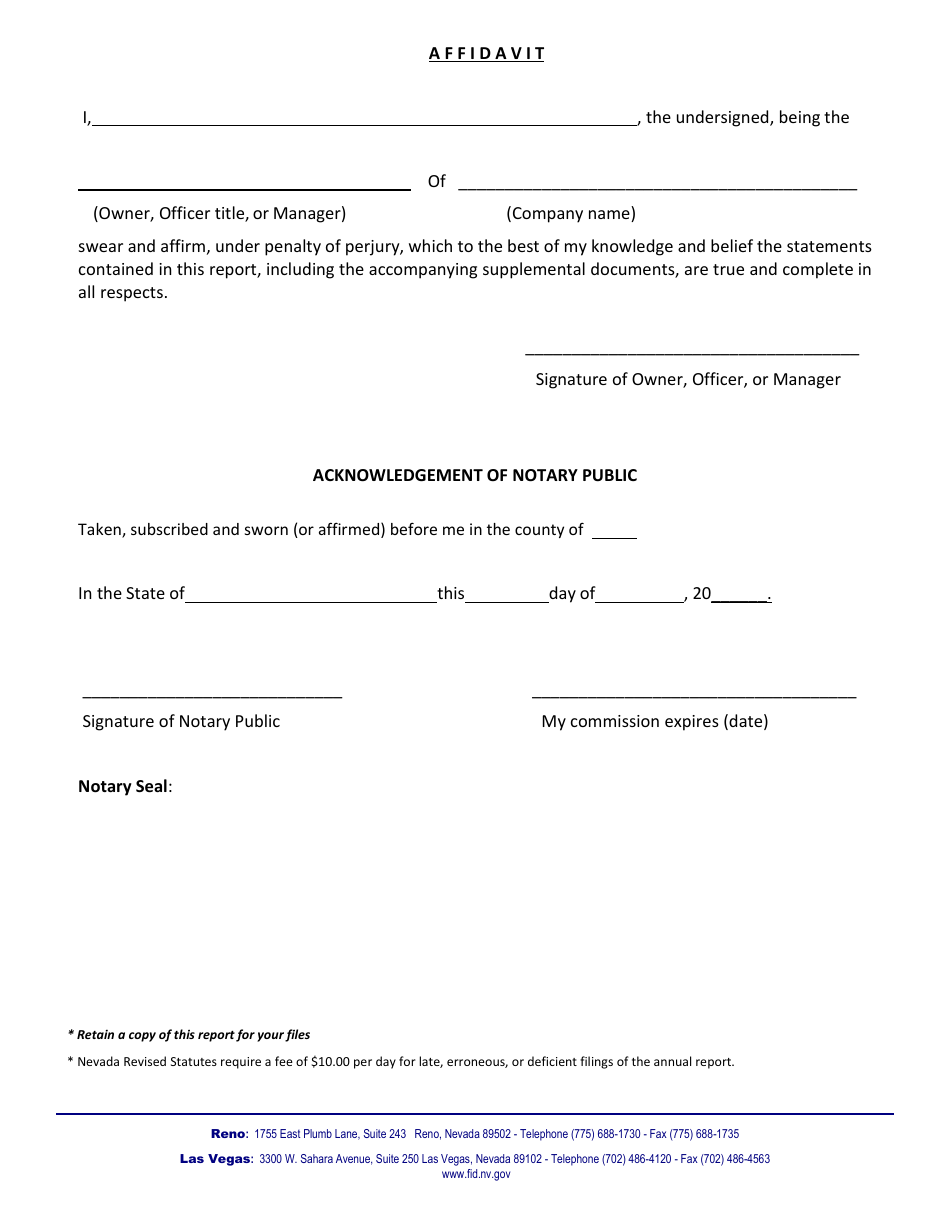 Installment Loan Company Annual Report to Commissioner - Nevada, Page 4