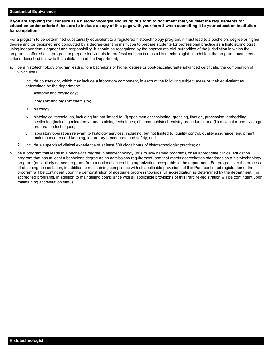 Histotechnologist Form 2 Certification of Professional Education - New York, Page 2