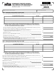 Document preview: Form SFN28741 Schedule ND-1PSC Nonprofit Private School Tax Credits for Individuals - North Dakota, 2023