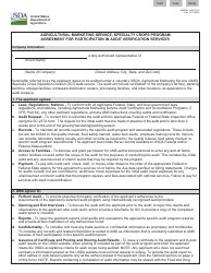 Form SC-651 Agreement for Participation in Audit Verification Services - Agricultural Marketing Service, Specialty Crops Program