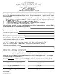 Document preview: Form AO-V365 Application for Reassessment Property Damaged by Misfortune or Calamity - County of Ventura, California