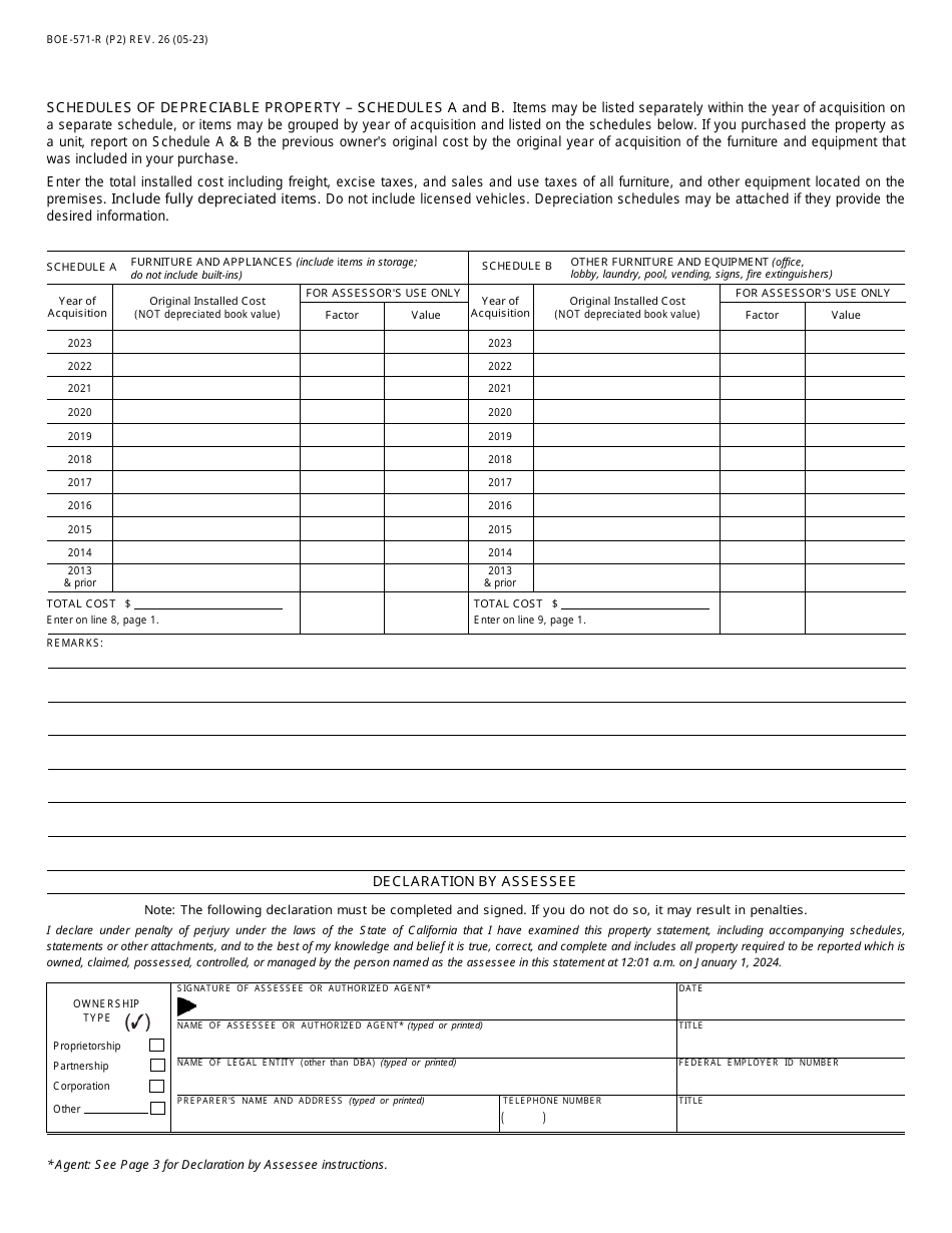 Form BOE-571-R - 2024 - Fill Out, Sign Online and Download Fillable PDF ...