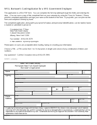 Document preview: Nysl Borrower's Card Application for a NYS Government Employee - New York