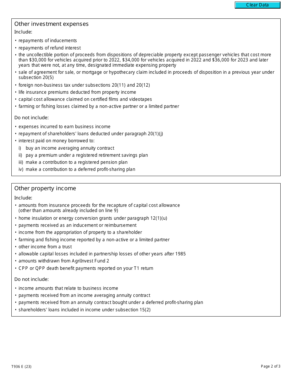 Form T936 Download Fillable PDF or Fill Online Calculation of ...