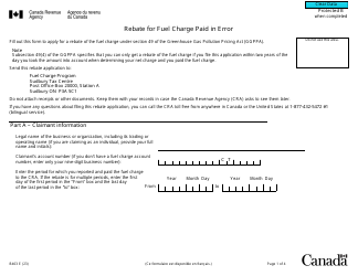 Document preview: Form B403 Rebate for Fuel Charge Paid in Error - Canada