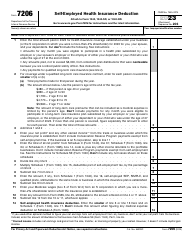 Document preview: IRS Form 7206 Self-employed Health Insurance Deduction
