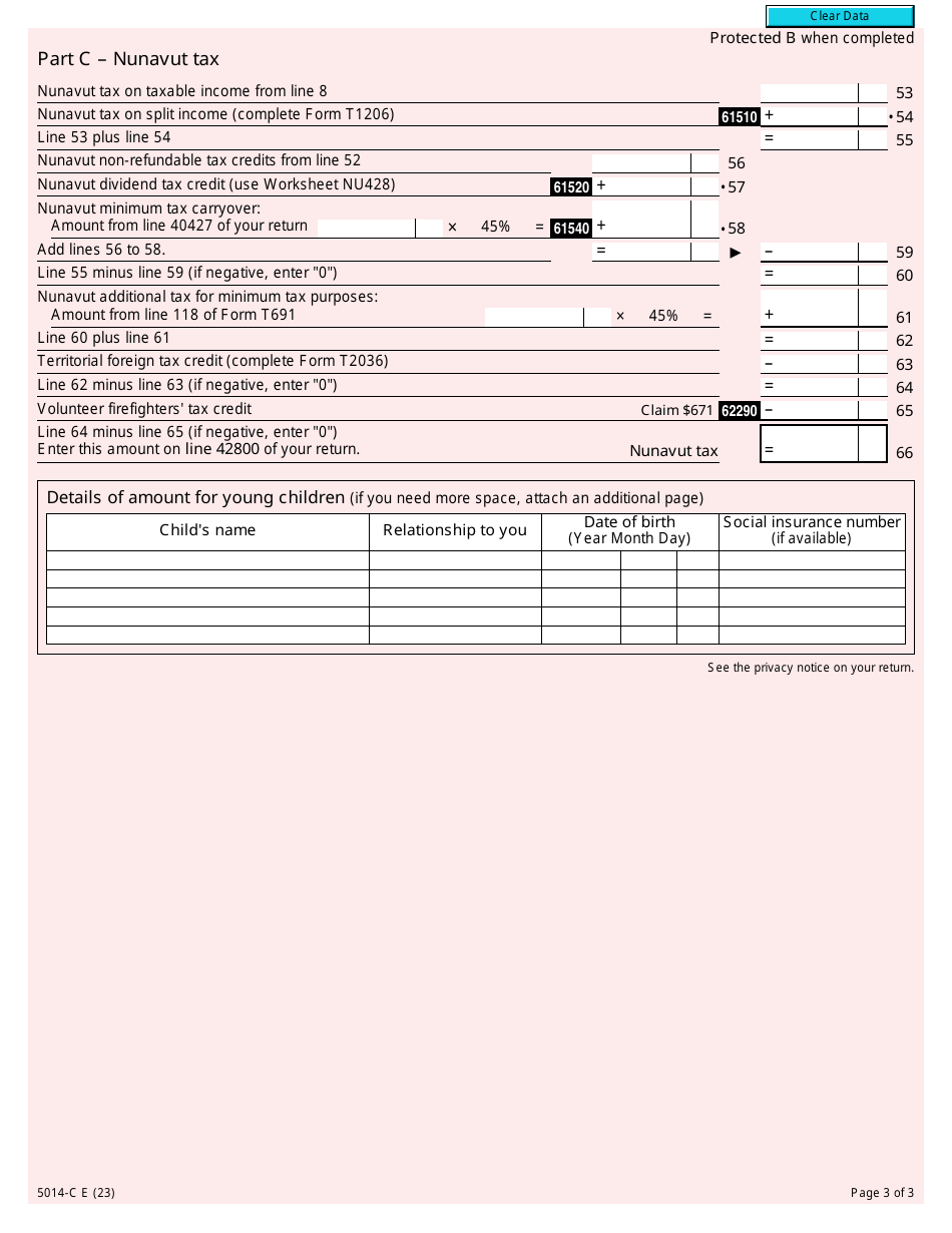 Form 5014-C (NU428) Nunavut Tax - Canada, Page 3