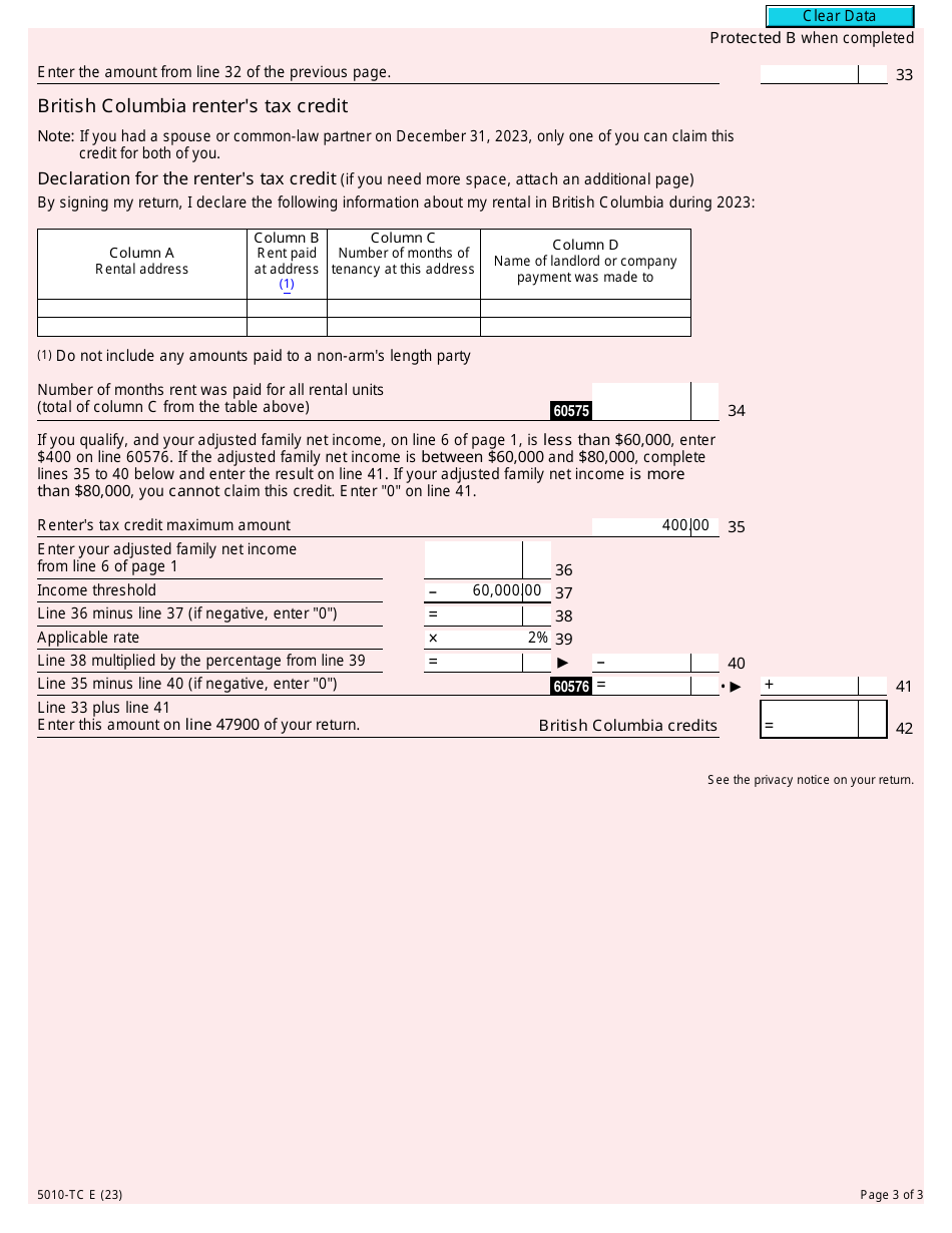 Form BC479 (5010-TC) British Columbia Credits - Canada, Page 3