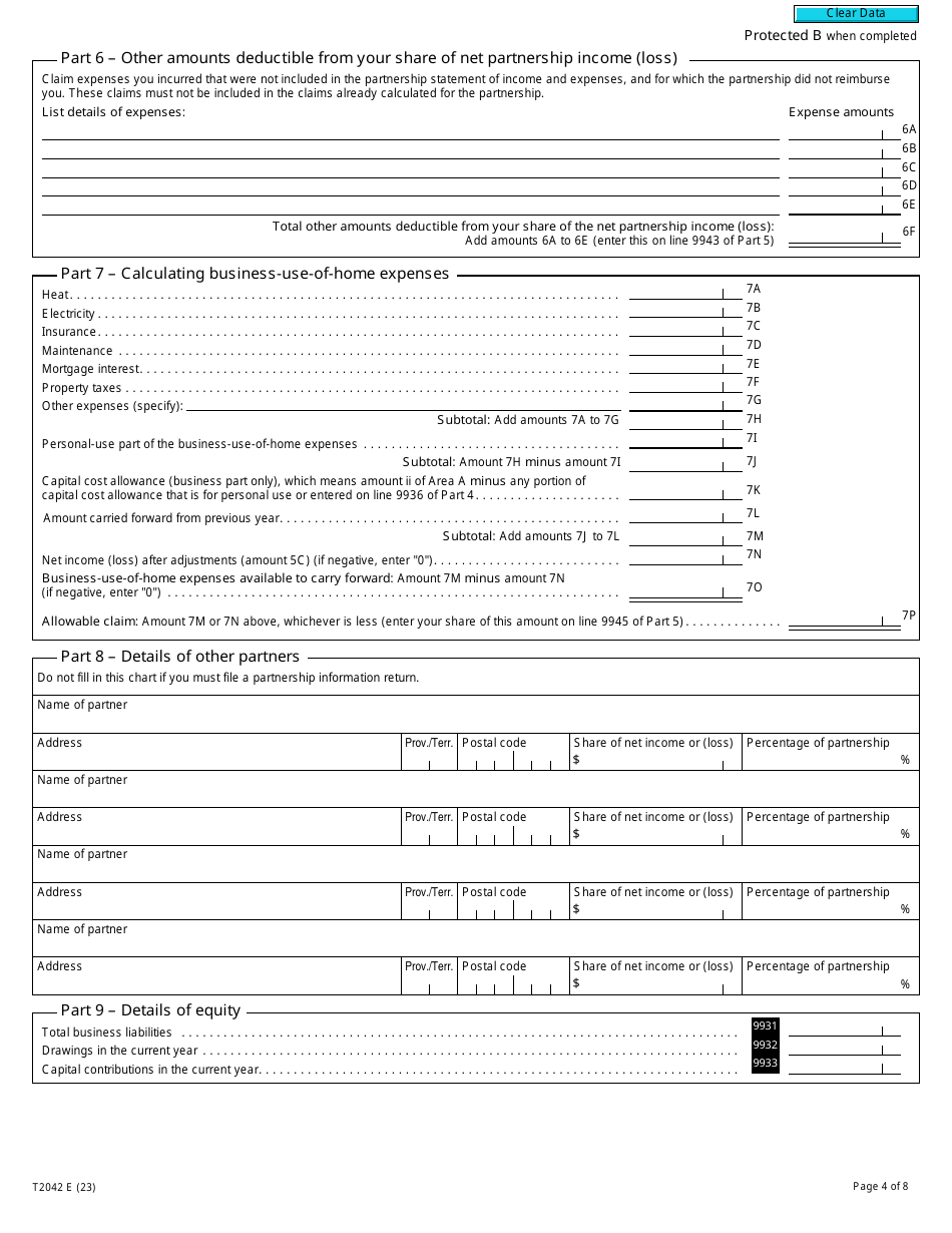 Form T2042 Statement of Farming Activities - Canada, Page 4