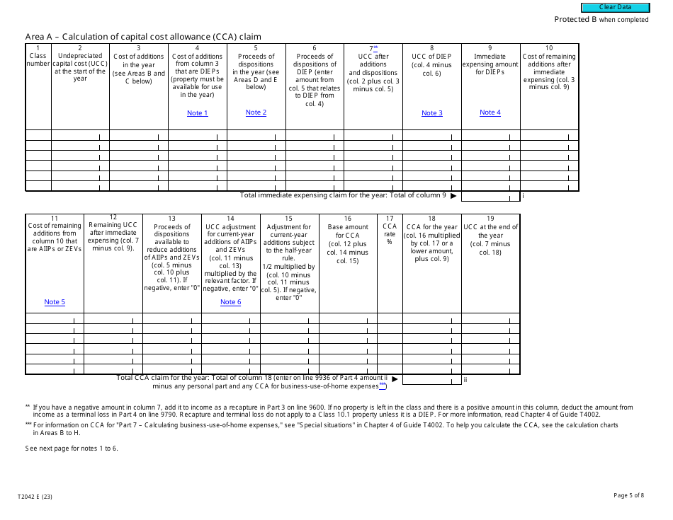 Form T2042 Statement of Farming Activities - Canada, Page 5