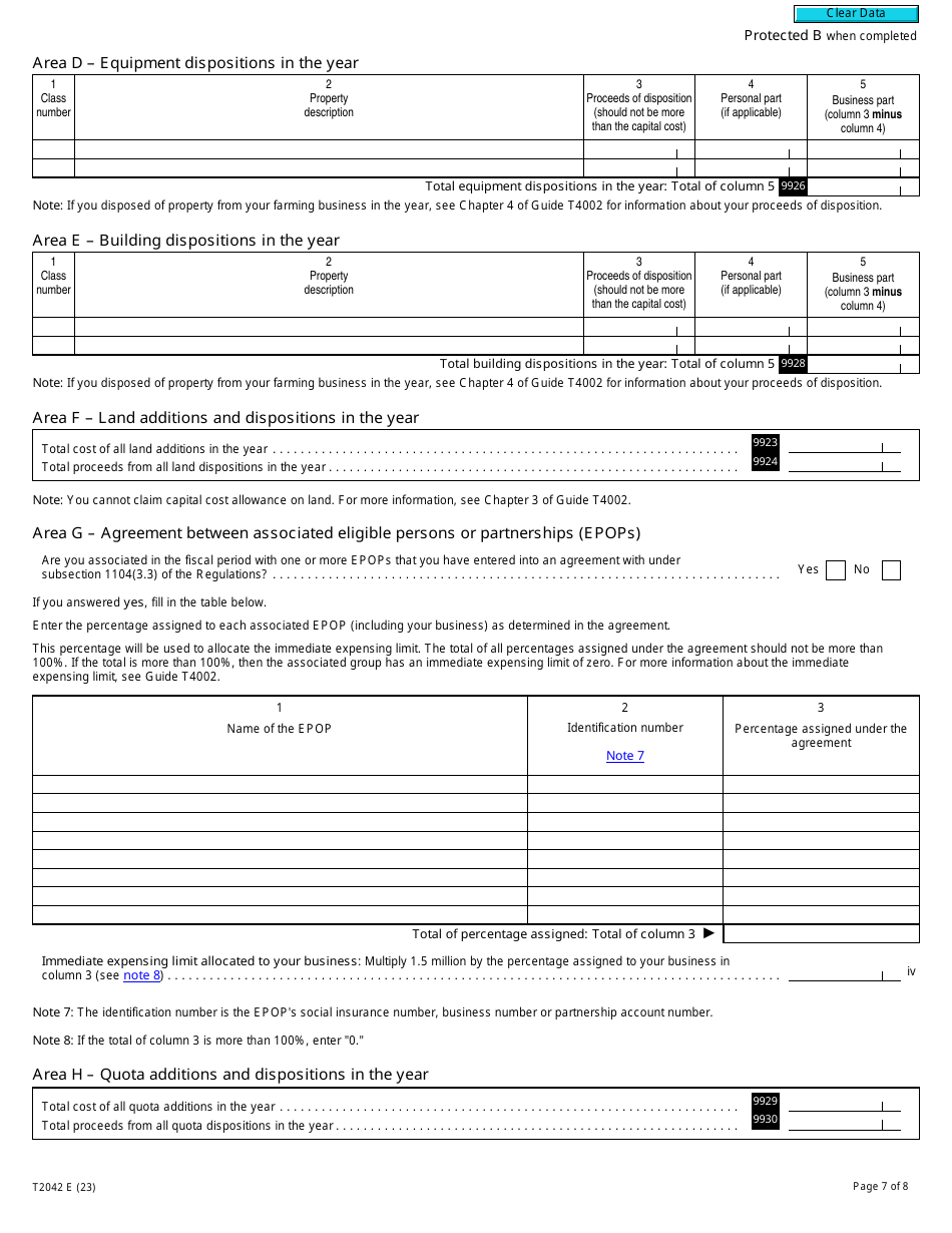Form T2042 Statement of Farming Activities - Canada, Page 7