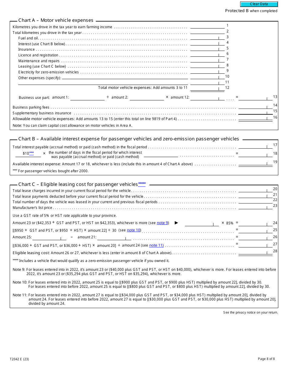Form T2042 Statement of Farming Activities - Canada, Page 8