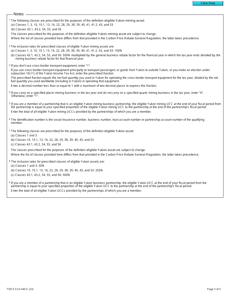 Form T5013 Schedule 444 Eligible Yukon Mining Ucc and Eligible Yukon Ucc Worksheet for Partnerships - Canada, Page 3
