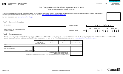 Document preview: Form B400-12 Fuel Charge Return Schedule - Registered Road Carrier - Canada