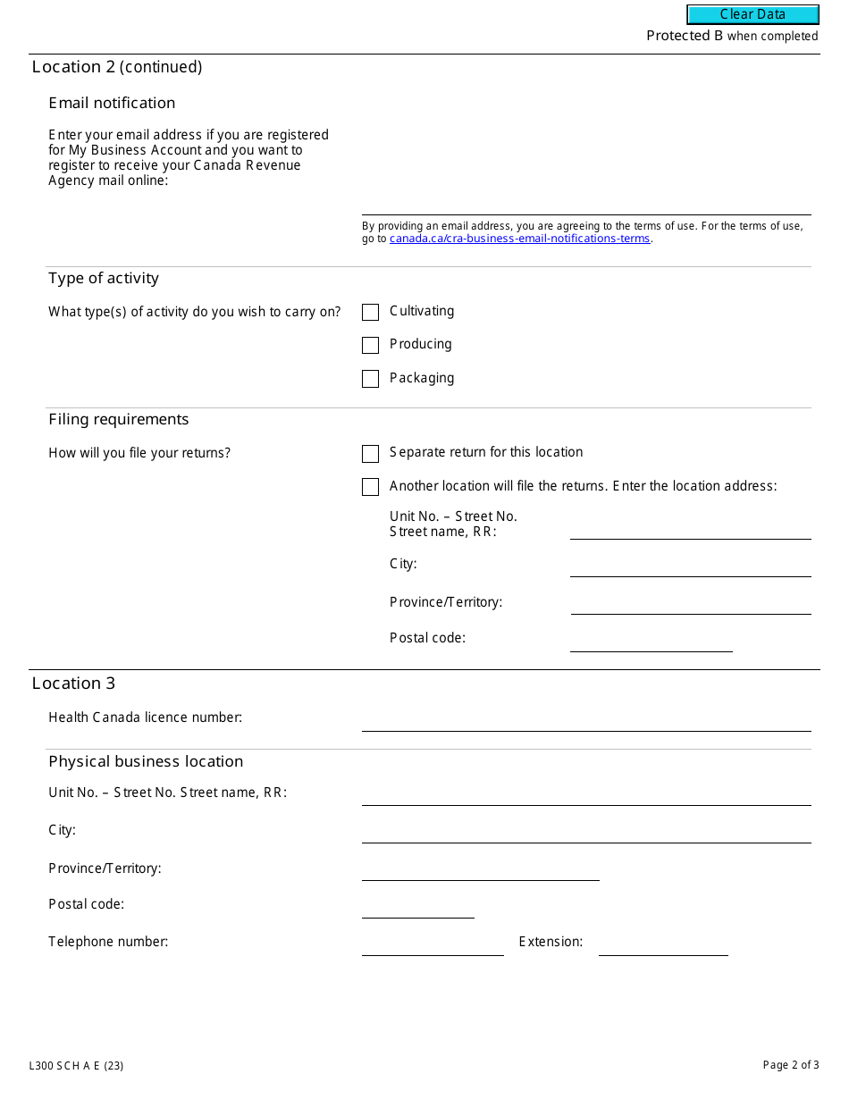 Form L300 Schedule A Other Business Location(S) - Canada, Page 2