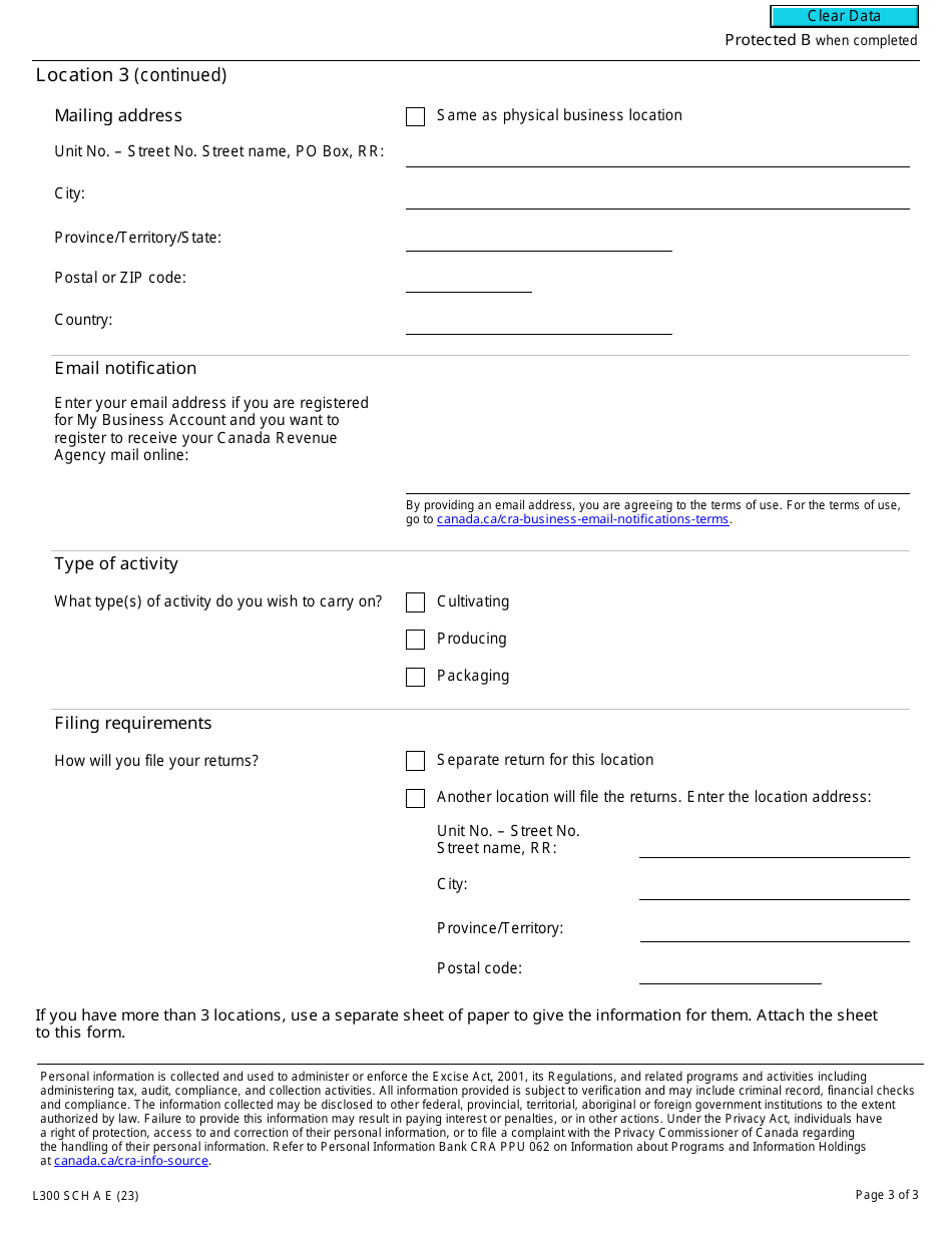 Form L300 Schedule A Other Business Location(S) - Canada, Page 3