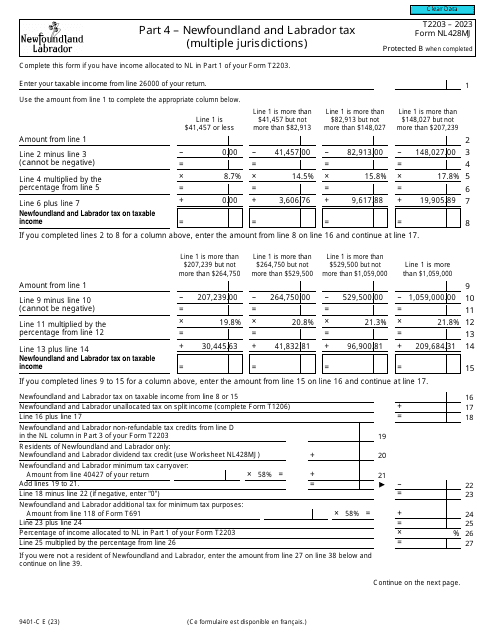 Form T2203 (9401-C; NL428MJ) Part 4 2023 Printable Pdf