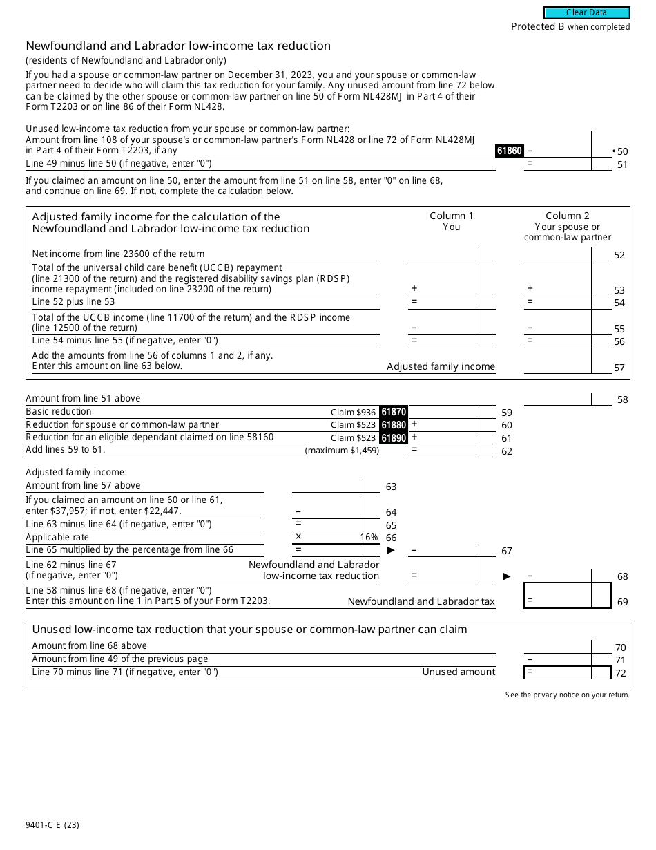 Form T2203 (9401-C; NL428MJ) Part 4 Newfoundland and Labrador Tax (Multiple Jurisdictions) - Canada, Page 3