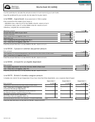 Form T2203 (9410-D) Worksheet BC428MJ British Columbia - Canada