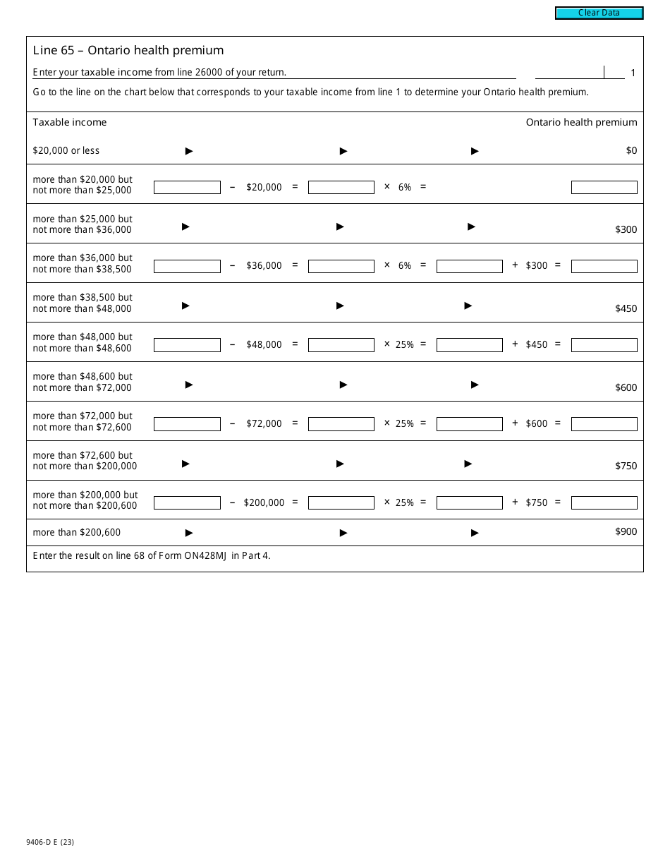 Form 9406-D (T2203) Worksheet ON428MJ Ontario - Canada, Page 4