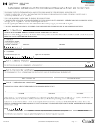 Document preview: Form UHT-183 Authorization to Electronically File the Underused Housing Tax Return and Election Form - Canada