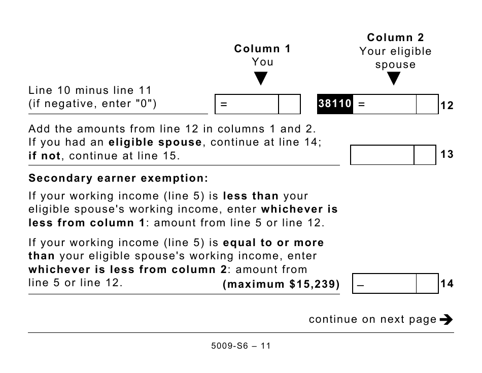 Form 5009-S6 Schedule 6 Canada Workers Benefit - Large Print - Canada, Page 11