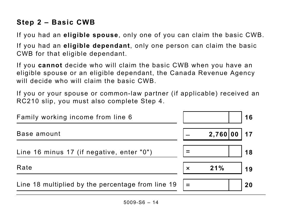 Form 5009-S6 Schedule 6 Canada Workers Benefit - Large Print - Canada, Page 14