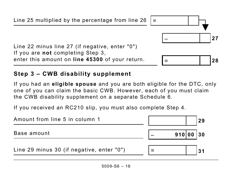 Form 5009-S6 Schedule 6 Canada Workers Benefit - Large Print - Canada, Page 16