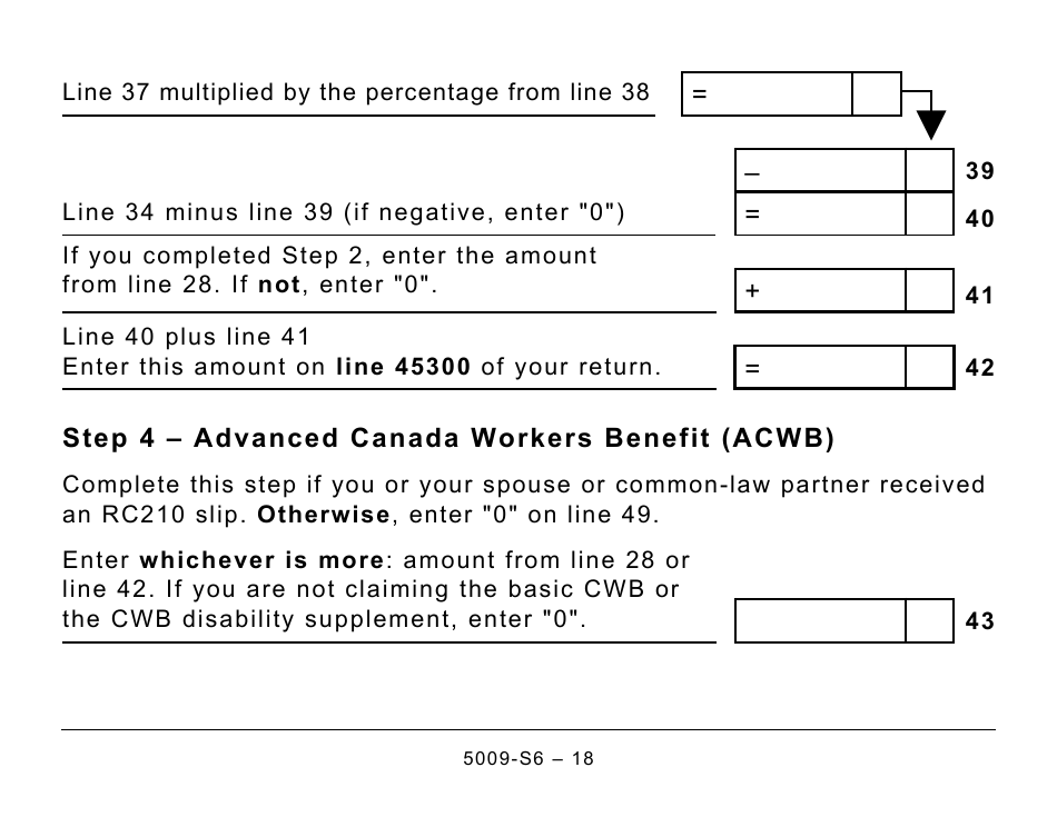 Form 5009-S6 Schedule 6 Canada Workers Benefit - Large Print - Canada, Page 18