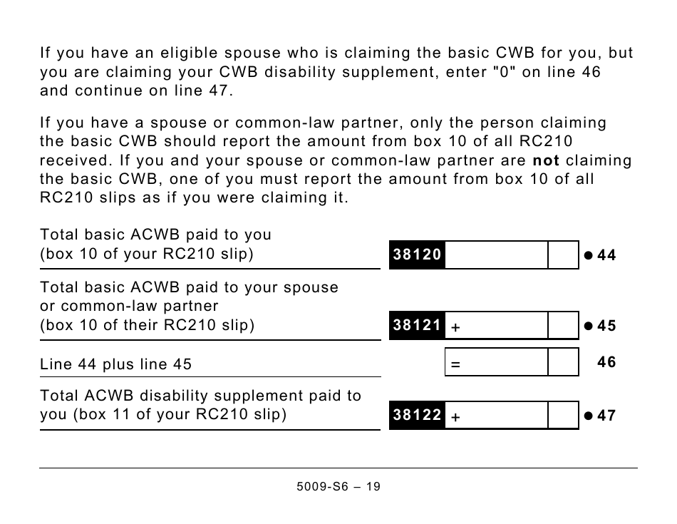 Form 5009-S6 Schedule 6 Canada Workers Benefit - Large Print - Canada, Page 19