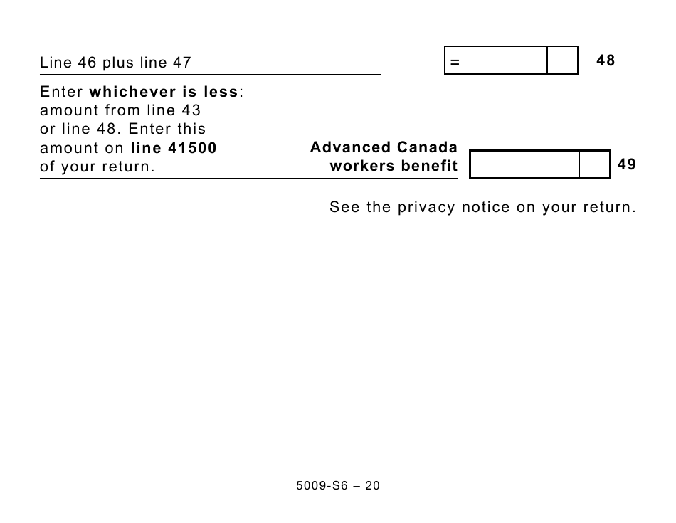 Form 5009-S6 Schedule 6 Canada Workers Benefit - Large Print - Canada, Page 20
