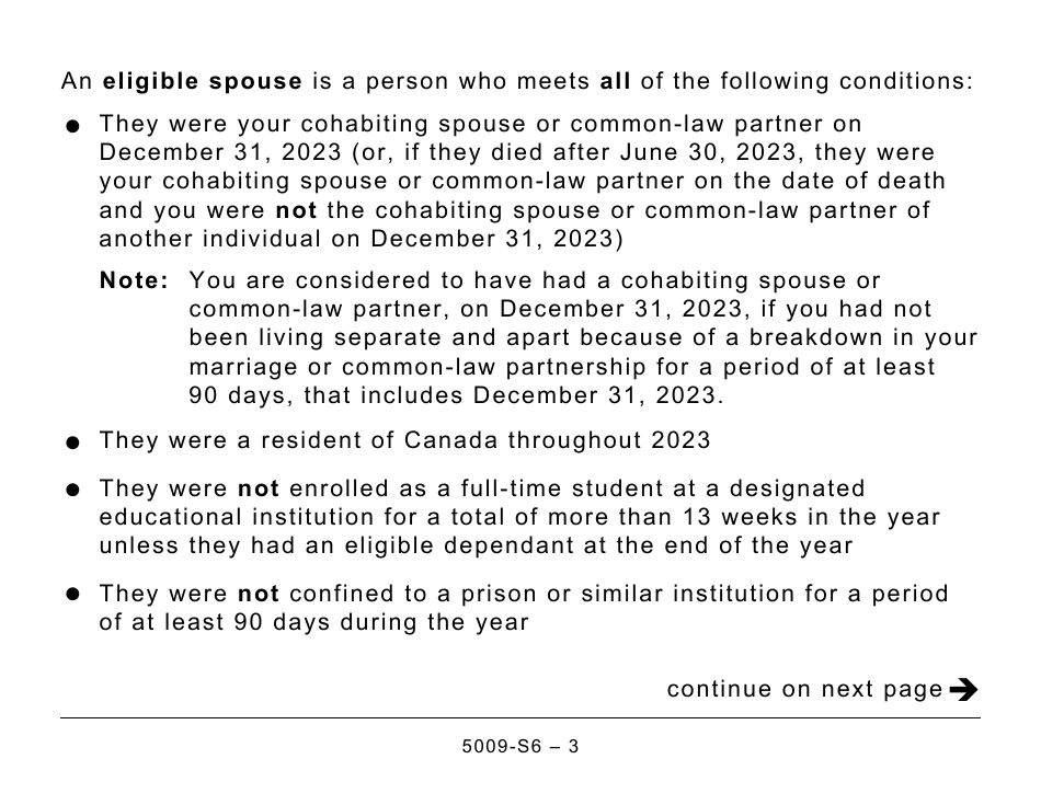 Form 5009-S6 Schedule 6 Canada Workers Benefit - Large Print - Canada, Page 3