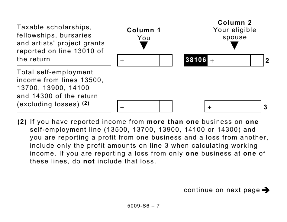Form 5009-S6 Schedule 6 Canada Workers Benefit - Large Print - Canada, Page 7