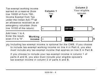 Form 5009-S6 Schedule 6 Canada Workers Benefit - Large Print - Canada, Page 8