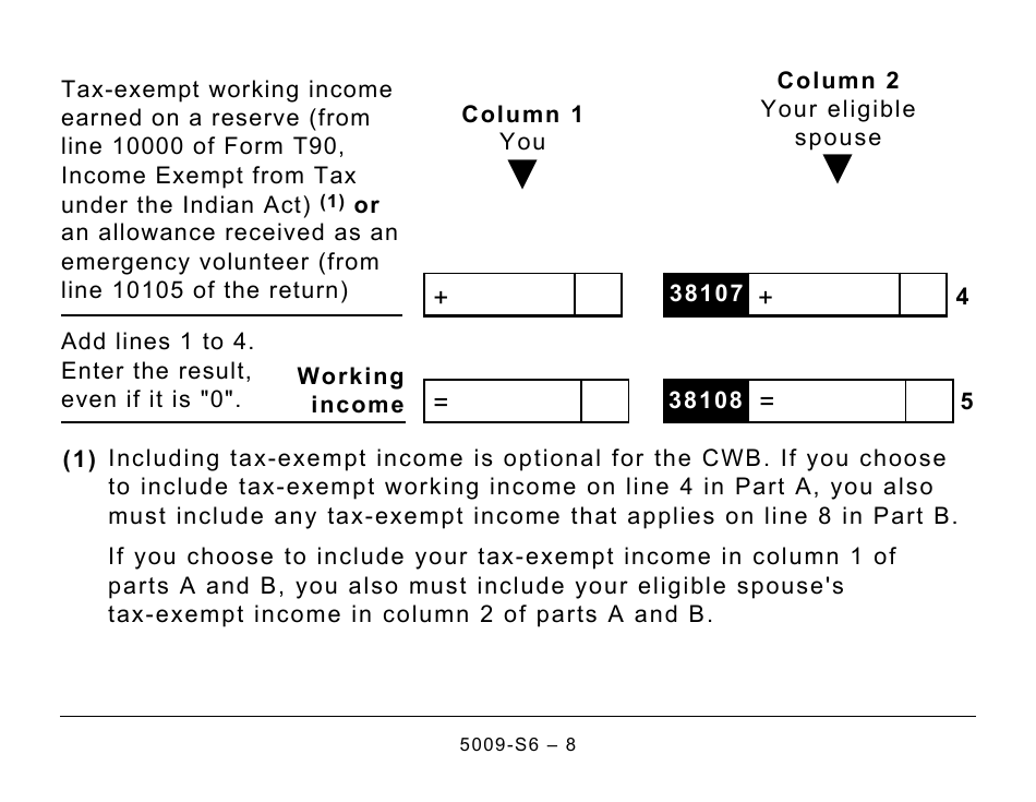 Form 5009-S6 Schedule 6 Canada Workers Benefit - Large Print - Canada, Page 8