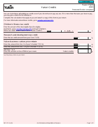 Document preview: Form 5011-TC (YT479) Yukon Credits - Canada, 2023