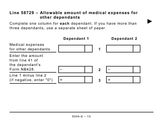 Form 5004-D Worksheet NB428 New Brunswick - Large Print - Canada, Page 10