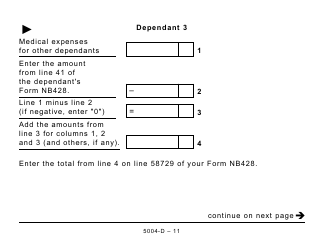 Form 5004-D Worksheet NB428 New Brunswick - Large Print - Canada, Page 11