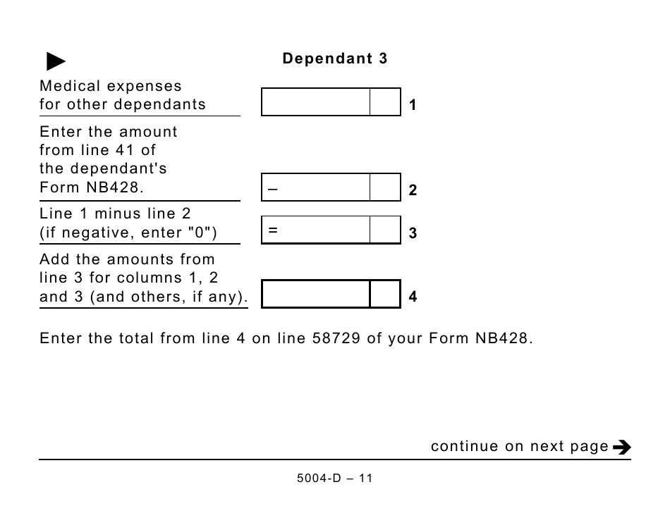 Form 5004-D Worksheet NB428 New Brunswick - Large Print - Canada, Page 11