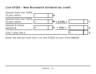 Form 5004-D Worksheet NB428 New Brunswick - Large Print - Canada, Page 12